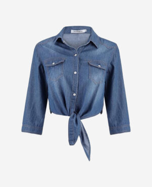 Denim Jean Top Jacket Sleeve Crop Women