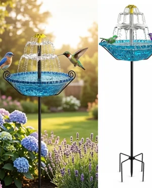 Solar Fountain for Bird Bath Outside with Stakes
